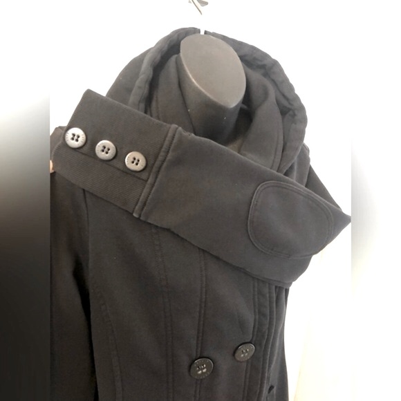 ESPRIT FITTED BLACK PEA-COAT STYLE HOODED JACKET - Picture 11 of 16